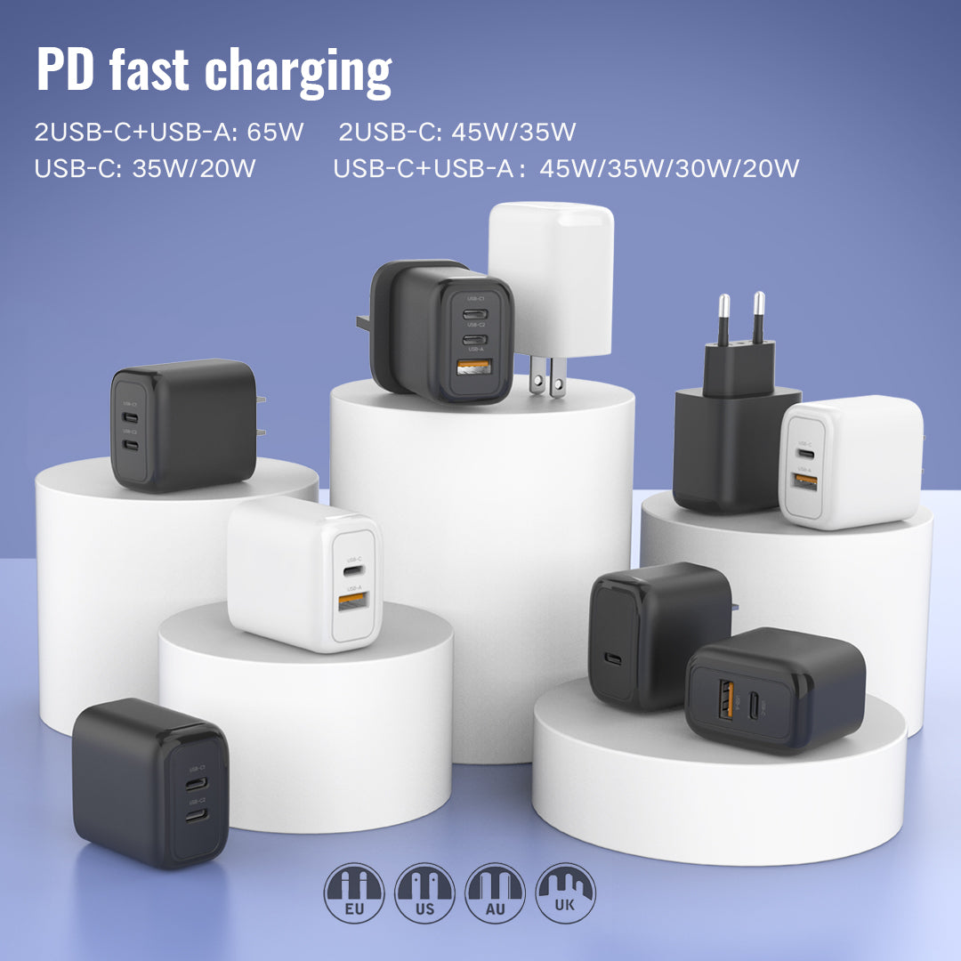 Chargeur Rapide Miccell VQ-T12 – 65W GaN (2 USB-C + 1 USB-A)