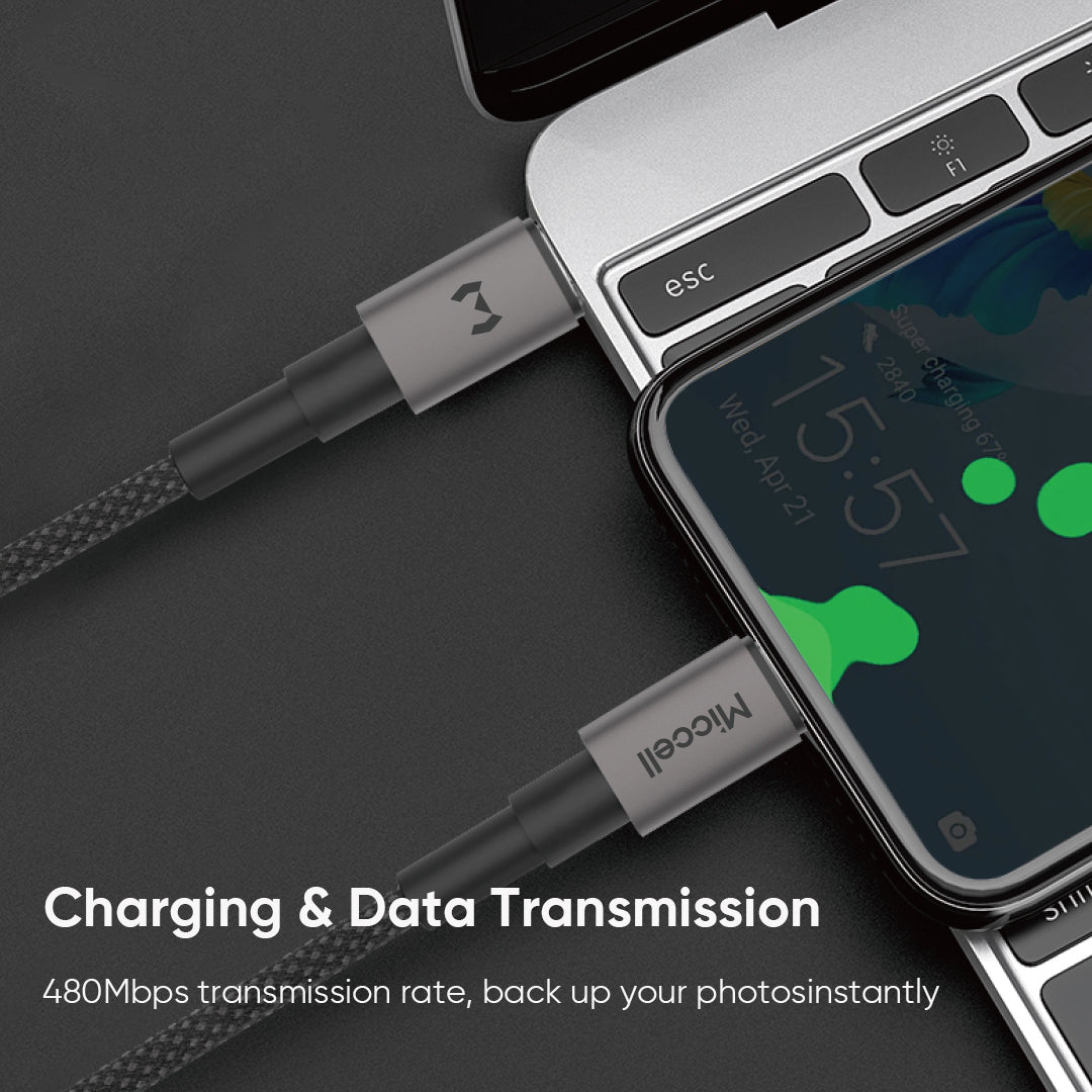 Câble Miccell VQ-D34 – USB-C vers USB-C | Charge rapide 60W 3M