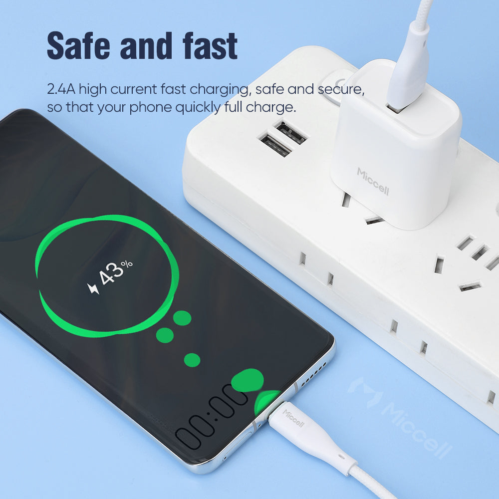 Câble Charge Rapide Miccell VQ-D06 – 2.4A USB to lightning 1M